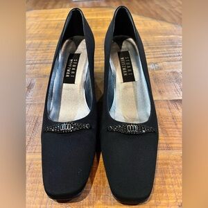 Stuart Weitzman Black Crystal Embellished Block Heel Pump Size 8AA